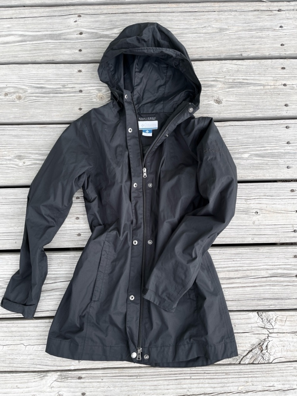 Columbia Black Hooded Trench Coat